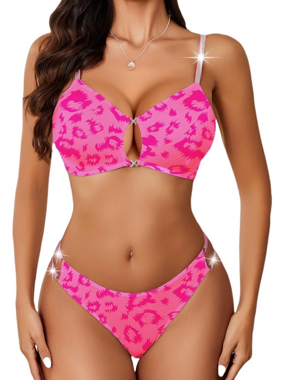 Pink Patterned Two-Piece Bikini Set